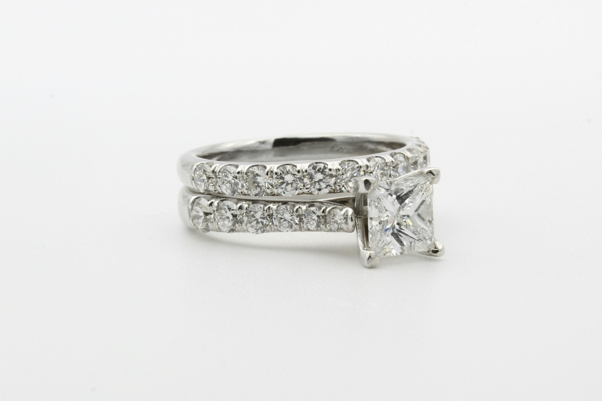 Princess - Cut Diamond Engagement and Wedding Band Set – 18K White Gold - KERASUS - Diamond Rings - KERASUS - 